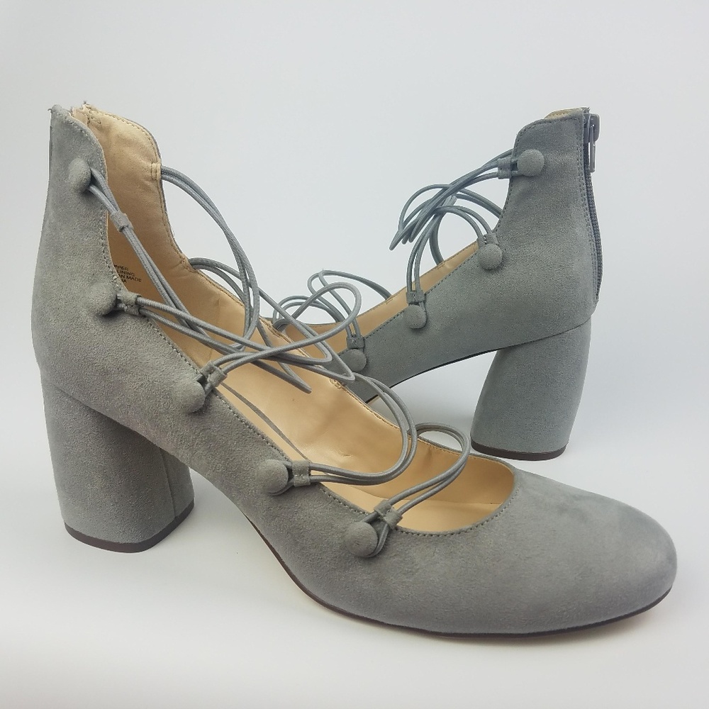 Nine West Women Gray Retro High Heel Pumps Size 12